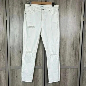 Agolde Jeans Sz 28 White Distressed Sophie Crop Raw Hem